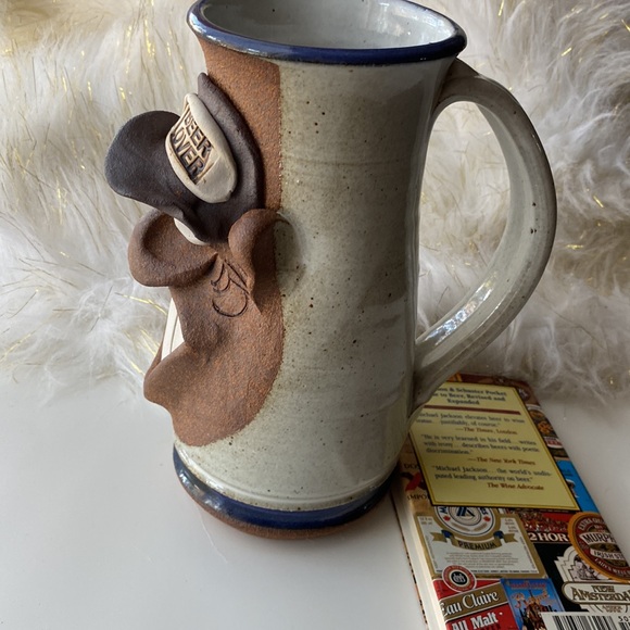 VINTAGE STONEWARE MAHON FACE MUG BEER LOVER FUNNY SIGNED HANDMADE Fathers Day - Picture 9 of 11
